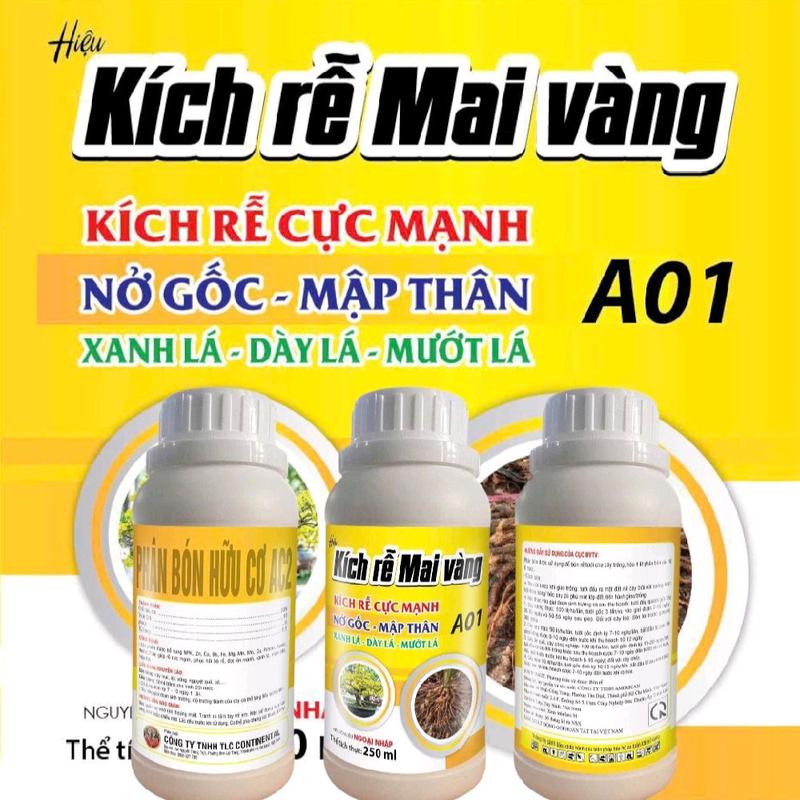 Kích Rễ Mai Vàng A01 250ml hành chính hãng công ty sản xuất Hỗ Trợ Phát Triển Rễ Mạnh Cho Cây Mai Vàng & Bonsai