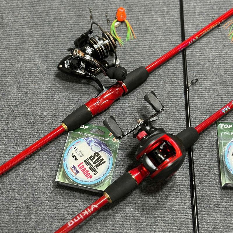 Combo Cần Câu Lure VIKINH HOẢ THẦN  Máy Quay Ngang Và Máy Đứng Cối Kim Loại Tay Trái , Dù sw 100m , Nhái Hơi , 2 Khoá Link  Đi Câu Fishing Câu Cá cân Bắt Cá caulure