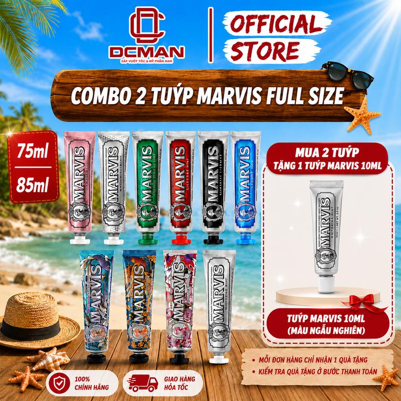 [MUA 2 NHẬN 3] Combo 2 Tuýp Kem Đánh Răng Marvis Chính Hãng Ful Size Italia, Hỗ Trợ Làm Trắng Răng  Tặng 1 Tuýp Mini 10ML