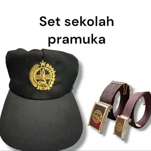 Setelan Topi dan Sabuk sekolah pramuka cowok cewek full bordir