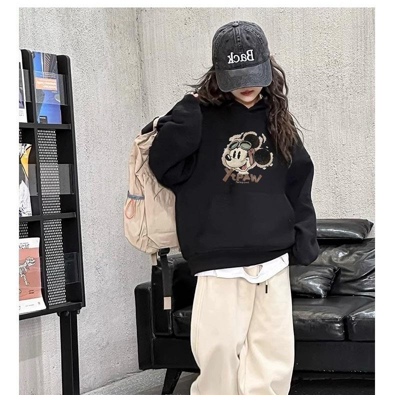  MẦM BABY 15-45kg  ÁO HOODIE LÓT LÔNG IN HÌNH CHUỘT MICKEY DÀNH CHO BÉ GÁI CHẤT LIỆU NỈ LÓT LÔNG DÀY DẶN ẤM ÁP 