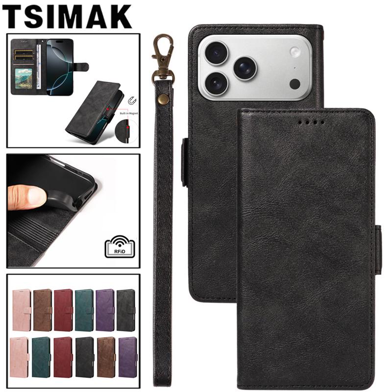 Ốp điện thoại gập cho IPhone 17, 18 Pro Max, 16, 15 Plus, 14, 18, 16E, 17E, Air; mã iPhone17; thiết kế ví da với bảo vệ nhiều lớp, chống trộm, chặn RFID