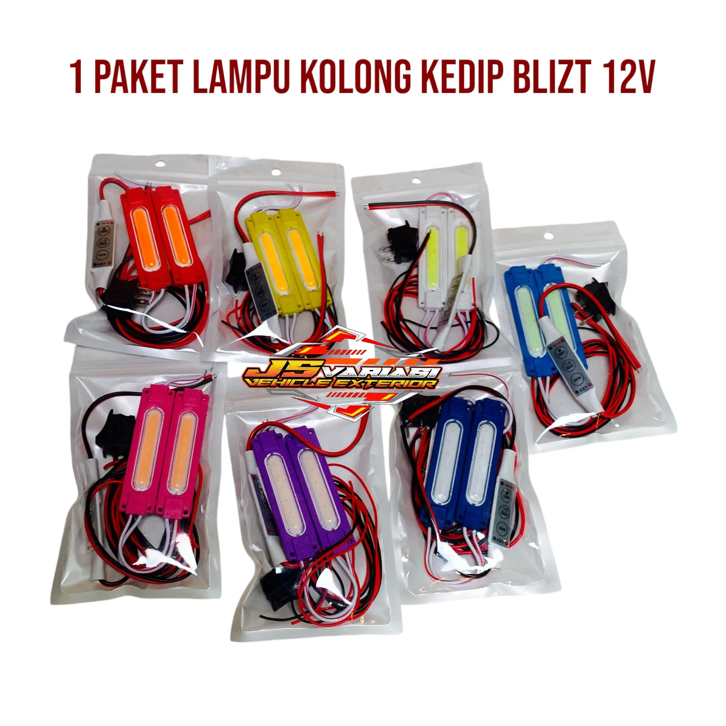 PAKET LENGKAP LAMPU KOLONG+MODUL RELAY BLIZT KEDIP LED 12V+SAKLAR ON/OFF+LED 12V 2PCS+KABEL 1M UNIVERSAL SEMUA KENDARAAN