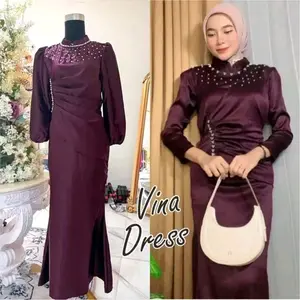 TERMURAH!!! Emily Dress // Vina Dress / Bridesmaid // Dress Pesta Gamis Muslim Lebaran Panjang Wanita Seragam Couple Mewah Satin Velvet Gaun baju payet kondangan