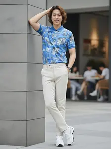 Baju Polo Shirt Pria Kerah Lengan Pendek Premium Motif Kasual (Hawaiian / Tropical Print) Bahan Katun Casual retro xxl kaus polo kaos