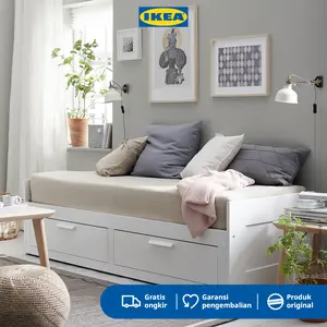 IKEA BRIMNES Rangka Tempat Tidur / Dipan Dengan 2 Laci Putih 80x200cm