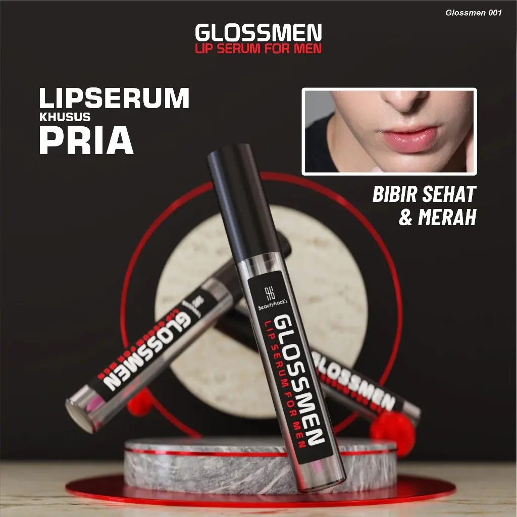 GLOSSMEN Lip Serum Pemerah & Pencerah Bibir Hitam Pria Official Beautyhacks Glosmen Natural Lipserum