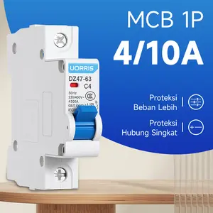 DC63A Pemutus Sirkuit Listrik Mini 2P DC mcb Pemutus Sirkuit Listrik DC yang Disetujui CE 10A 25A 32A 64A
