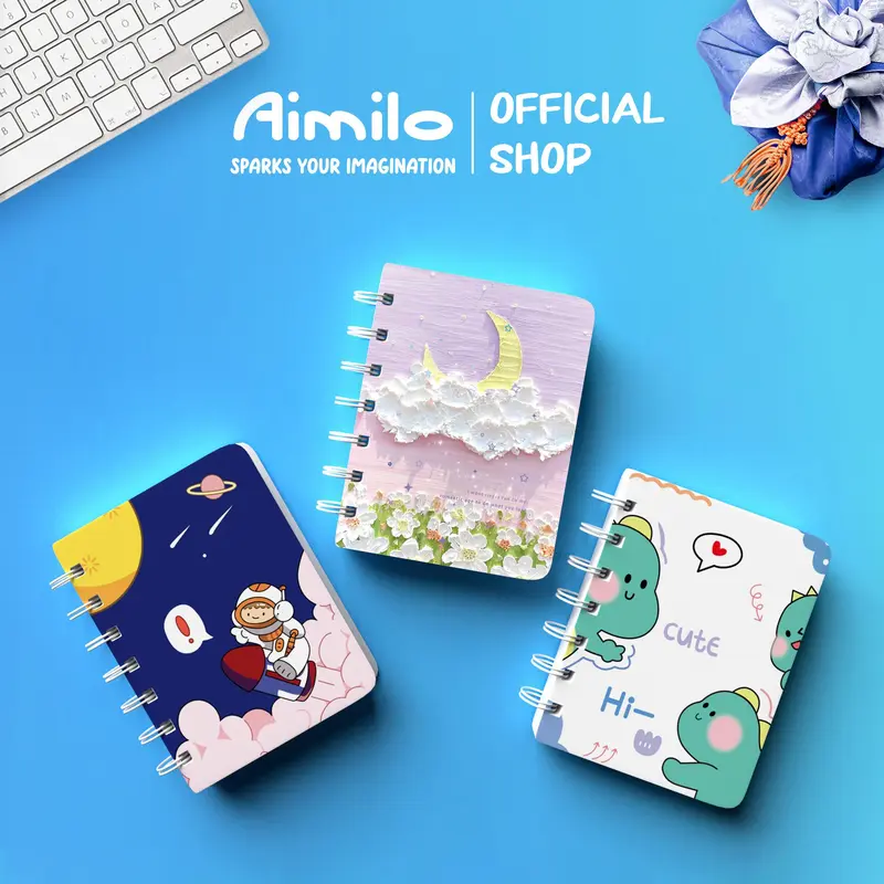 [READY] Aimilo Notebook Mini A7 Buku Kecil Catatan Scrapbook Mini Buku Notes Kecil Alat Tulis Sekolah 80 Lembar Kertas Binder 0