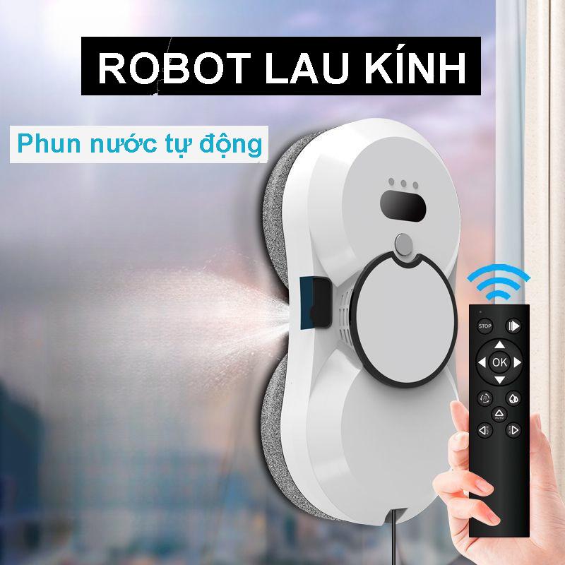  Robot Lau Kính Tự Động AI Thông Minh Máy Lau Kính Phun Nước 90W Lực Hút 5600PA Bộ Lưu Điện UPS 20 Phút Điều Khiển Từ Xa Hệ Thống Lau Xoay Kép 360° Tiết Kiệm Nước 15ml 