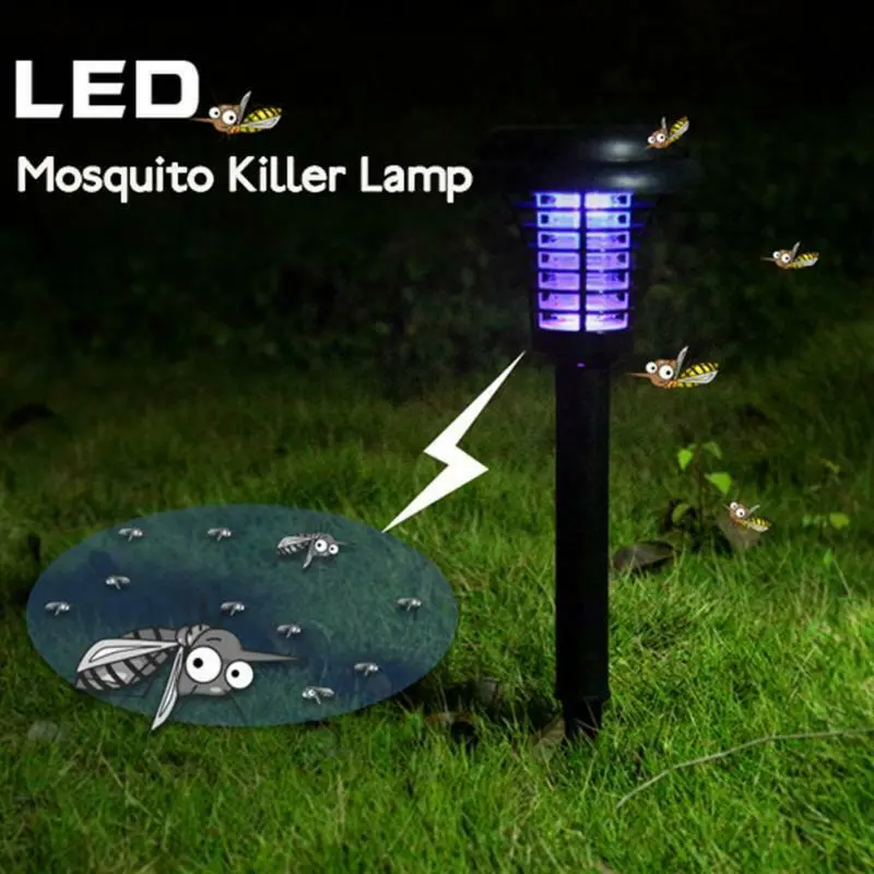 (Buy 1 get 1 free）Outdoor Solar Electric Fly Bug Zapper Mosquito Insect Killer Garden LED Light Trap Pest Control Lamp Decor
