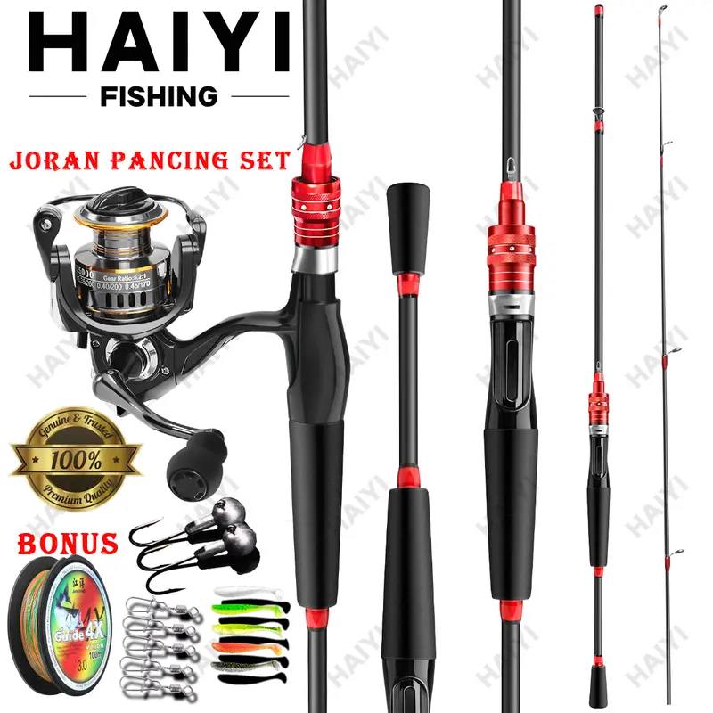 HAIYI FISHING Max drag 2-8kg Joran pancing Set Spinning Fishing Rod  with Reel Combo