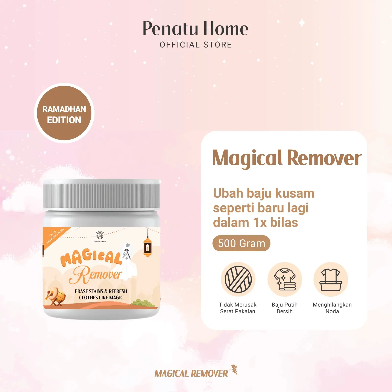 [ Penatu Home ] Magical Remover - Bubuk Pemutih Penghilang Noda Baju Ajaib 500gr Pembersih