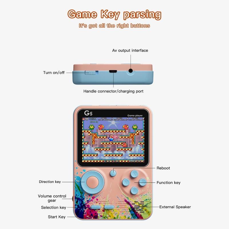 Portable Game Player Built-in Classic 500 Games Connect to TV or Gamepad G5 2 Player Game Boy Game 6