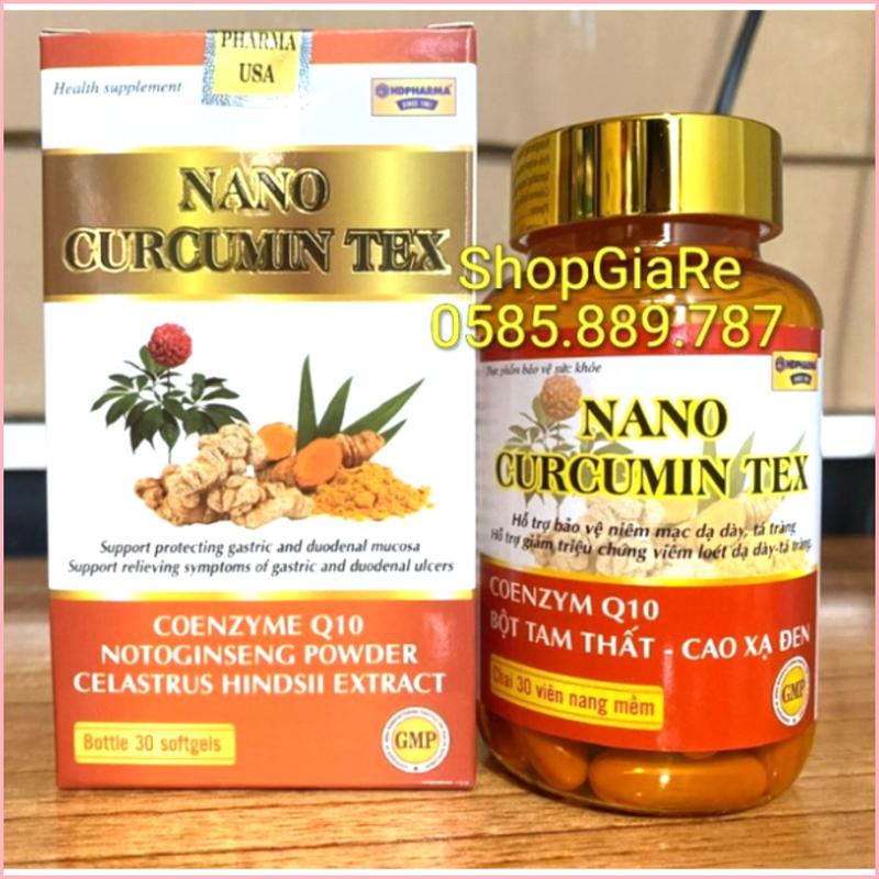 Nano Curcumin Tex viên Nano Curcumin Gold Mật ong hỗ trợ dt viêm loét dạ dày, tá tràng, trào ngược dạ dày thực quản