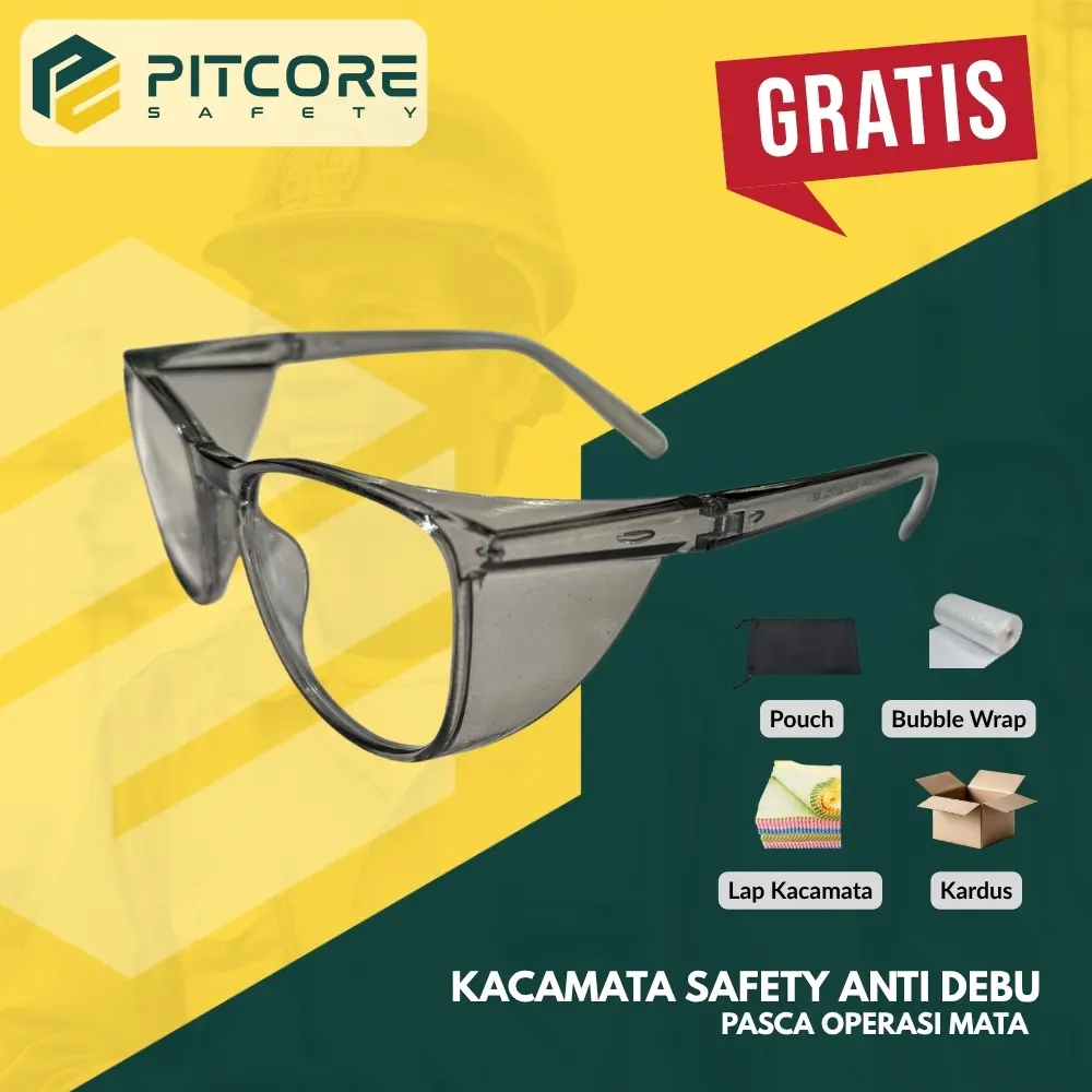 [GRATIS HADIAH] Kacamata Safety Eyewear Anti Debu UV Fog Gores APD Motor Pasca Operasi Mata Lasik Katarak Berkendara