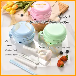 LAKOE Multifungsi Grinding Bowl Baby Food Maker Alat Pembuat Makanan Mpasi Bayi set 10Pcs Blue Green Pink