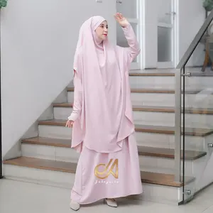 Jabayaska - Madeena Abaya Set French Khimar Bahan Marbella Anti UV Gamis Umroh Dress Elegan Dengan Saku Simple