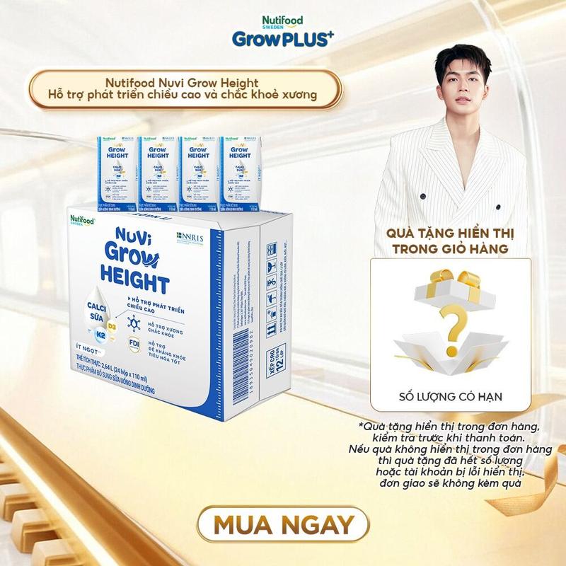  Thùng 24 hộp SBPS Nuvi Grow Height + hỗ trợ phát triển chiều cao hộp 110ml 