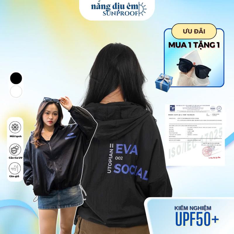 Áo khoác chống nắng UPF 50+ vải lụa mềm áo gió dù nam nữ unisex đi nắng Social SIXMOON Sport có thể giặt máy thường áo SixMoon