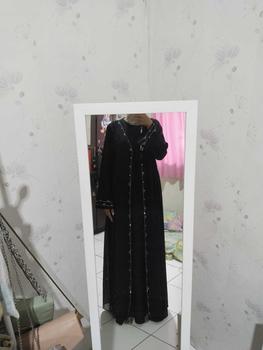 Product Review of ABAYA NAZIRA FULL HITAM  mote swarosky Hitam Polos terbaru 2024 Mutiara Muslim Wanita Bordir Ceruty from m**a l**🐱 1