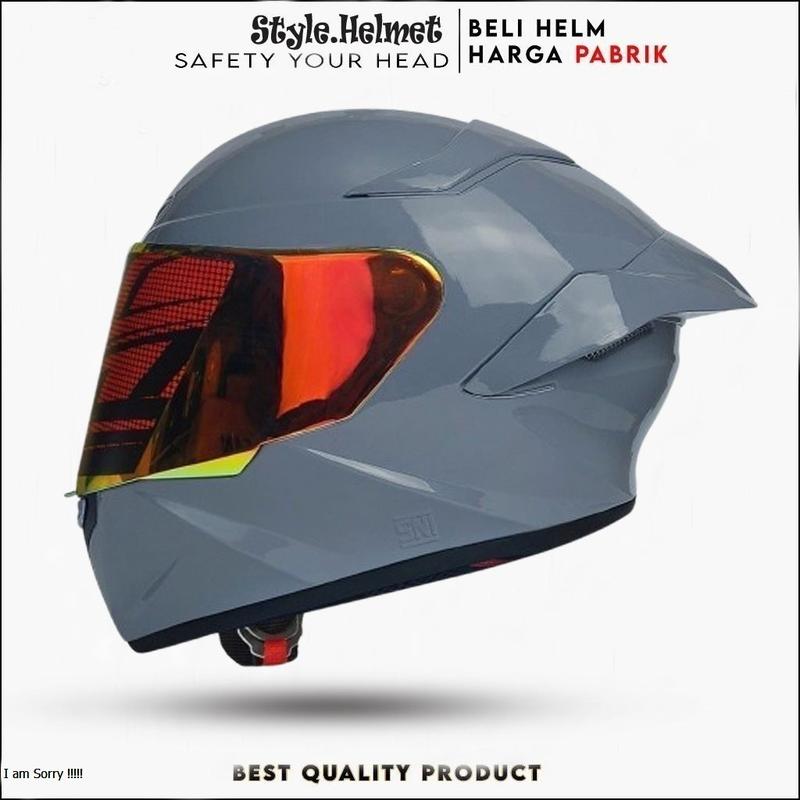 Helm Full Face Mla TTC Crypton Paket Ganteng Kaca Red Gold-Solid White Glosy Kekinian SNI Motorcycle 3