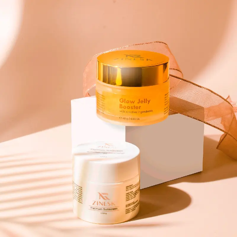 BUNDLING ZINESK GLOW JELLY BOOSTER+PLATINUM SUNSCREEN Moisturizer Wajah skincare mencerahkan 0
