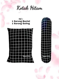 ZS - Sarung Bantal 1 dan Guling 1 Termurah Motif Kotak Aesthetic Bahan Katun Halus Nyaman Dipakai Tidur