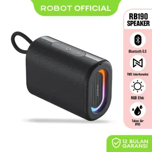 ROBOT RB190 Speaker Bluetooth 6.0 Portable Powerful Bass 5W Tahan Air IPX5 dengan Efek Lampu RGB dan Mode TWS Pemutaran 8 Jam Original - Garansi 1 Tahun [BISA COD]