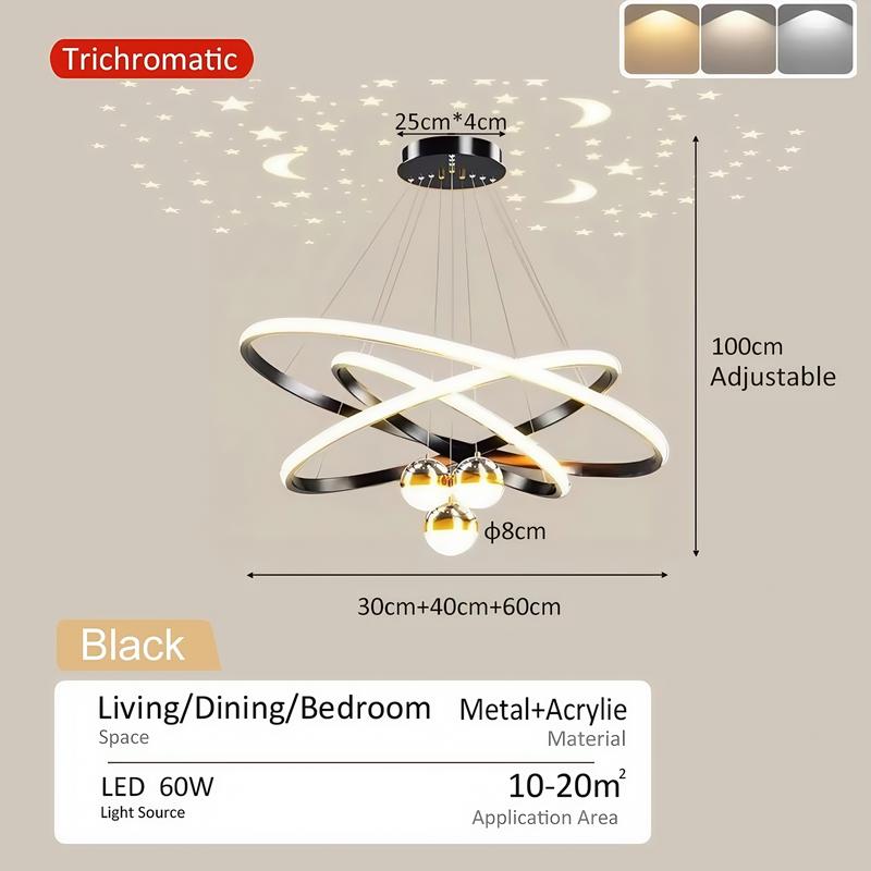 Product Introduction of Led 3 Warna  Nordik Kristal Lampu Gantung   Minimalisme proyeksi chandelier  Restoran Ruang Tamu kamar tidur Koridor  Dekoratif Mewah 24