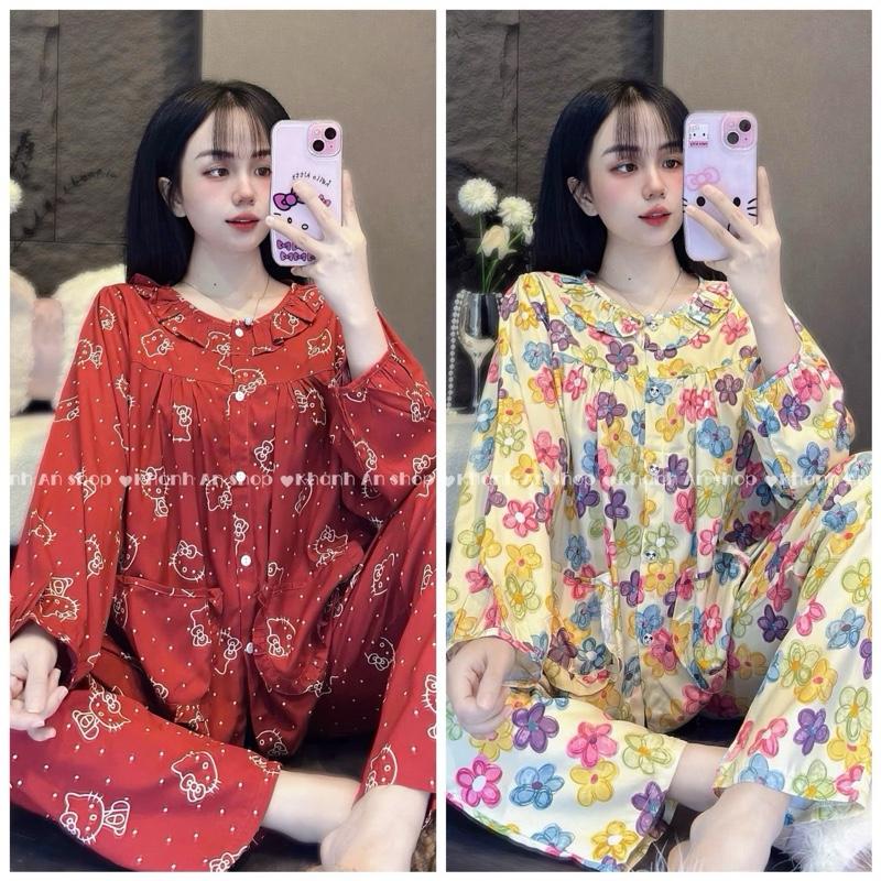 DEAL MỞ BÁN Hàng Mới Về KA107 Cao hơn 1m6 sẽ ngắn nên lên 1 size - Đồ Bộ Tole Lanh Áo Cổ Tròn Phối Bèo Có Túi Áo Tay Dài Cài Nút Quần Dài