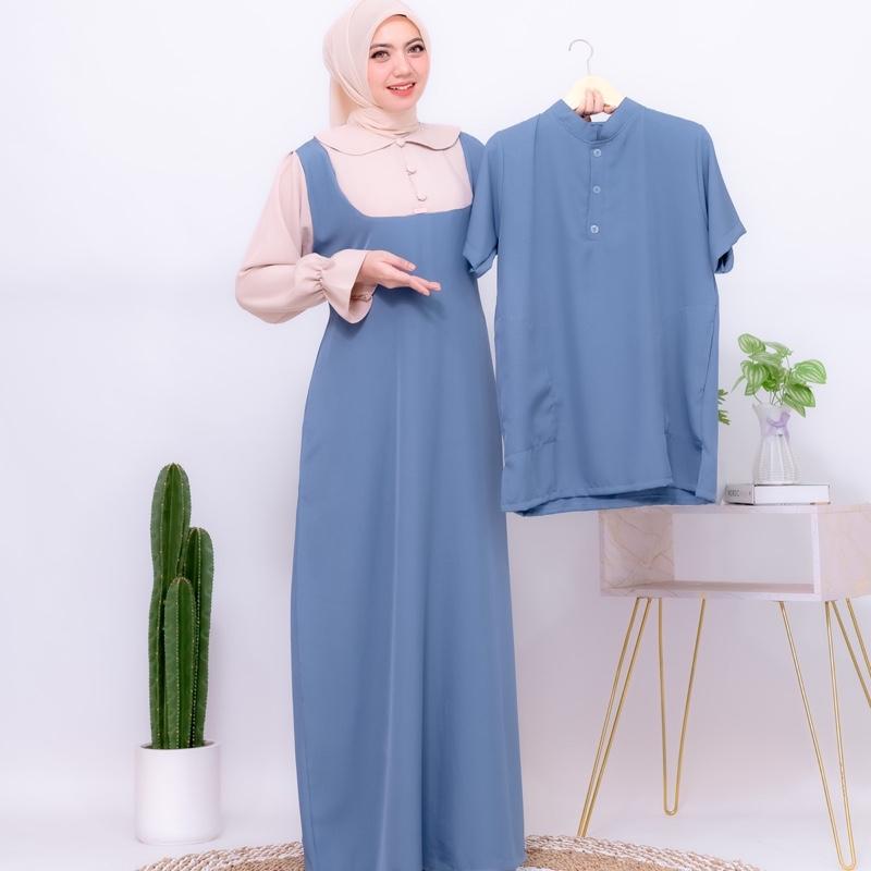 Ghania Set Couple Gamis Couple Satu Set Terbaru 2025 Material Tiffany Premium Lebaran 2