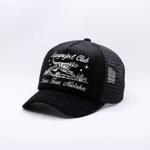 Cropss | Topi trucker topi jaring lidah pendek topi bahan corduroy bordir motif crps club