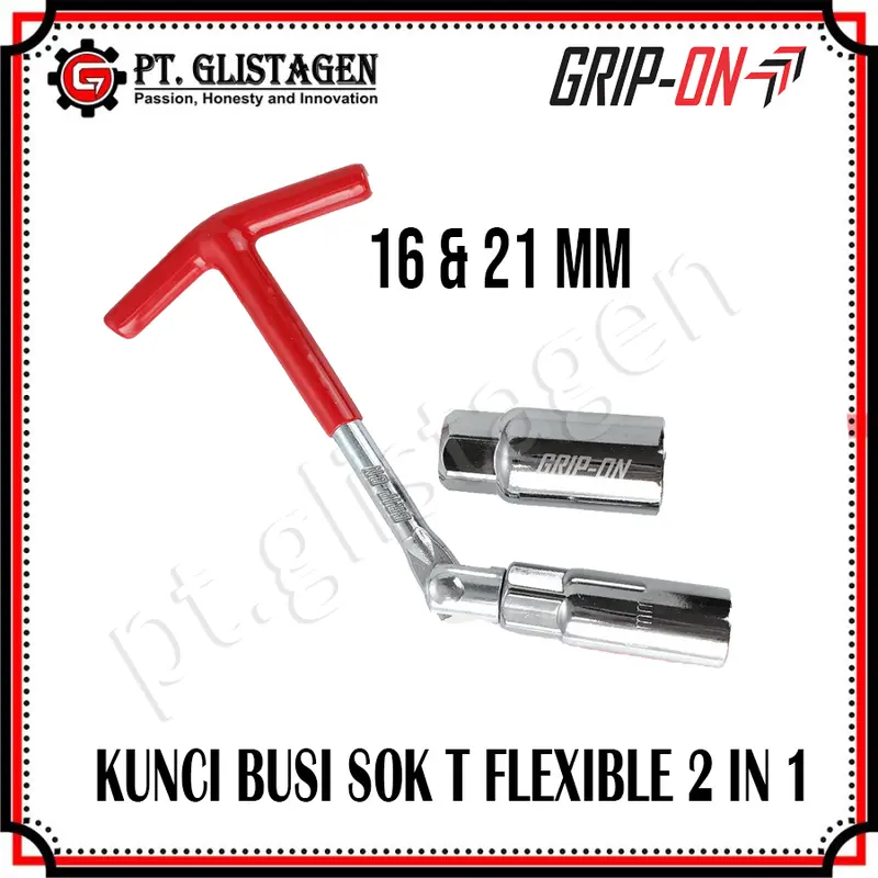 Grip On 88-550 Kunci Busi 2in1 Sok T 16mm 21mm Socket Spark Plug Tool kunci  scapula 3