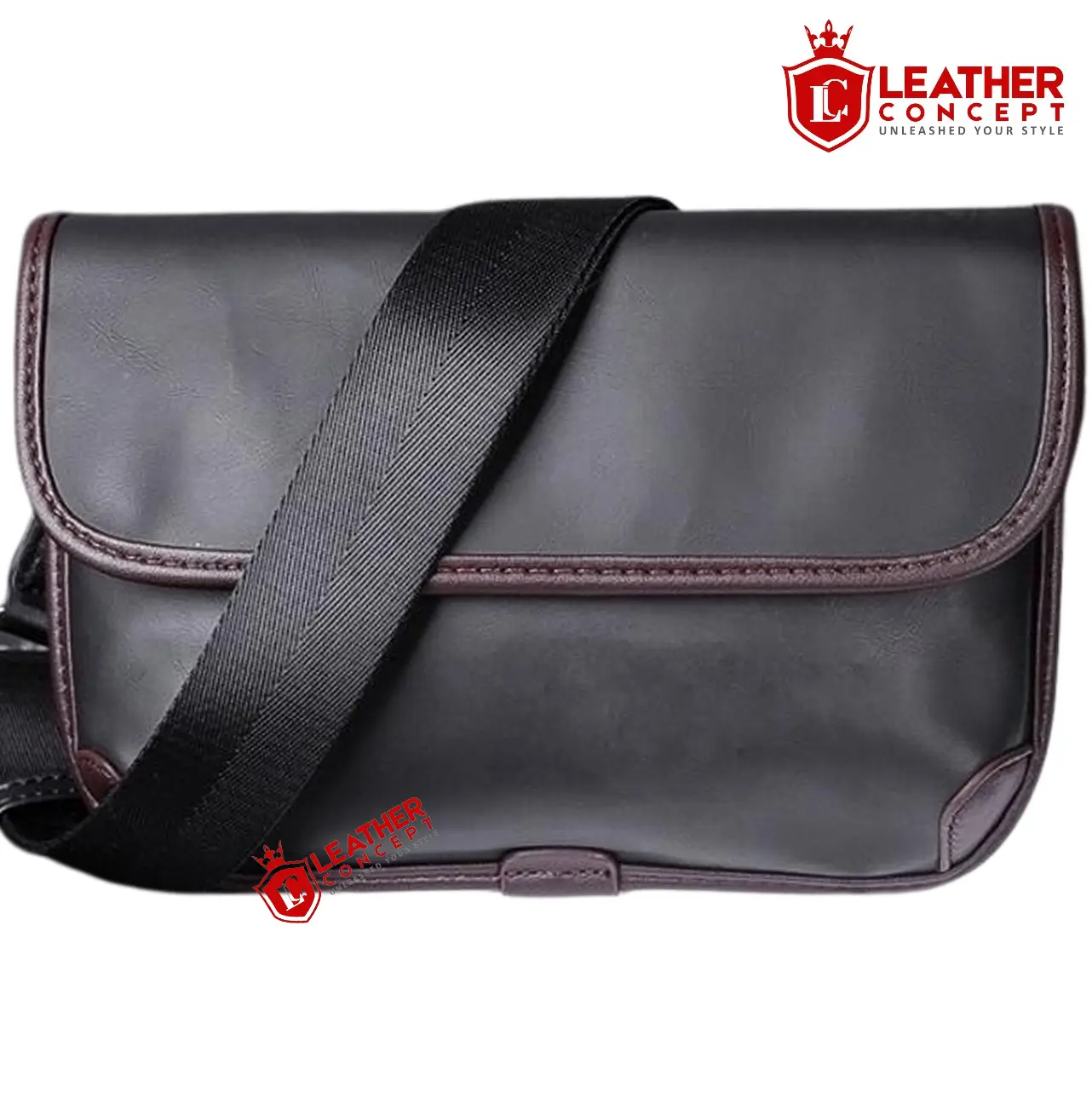 Leather Concept CROWNHITAM Tas Selempang Pria Waterproof Tas Kulit Pria Sling Bag CROWN HITAM cowok