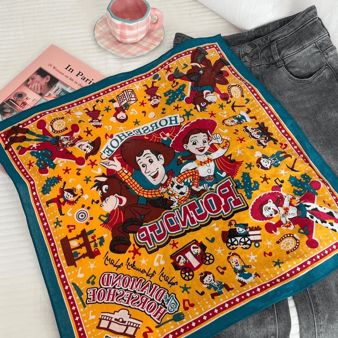 Vintage Toy Story Bandana - Classic American Retro Cartoon Print Scarf, Perfect for Fashion, Headwear, or Accessory - Decorative Handkerchief for Stylish Outfits