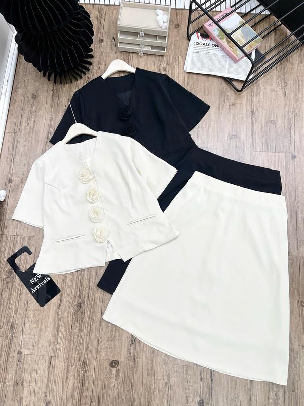 Set Công Sở Đính Hoa Mix Cùng Chân Váy Dài Đi Làm Đi Chơi Đi Dự Tiệc Dành Cho Nữ Bigsize 55 kg - 95kg đồ