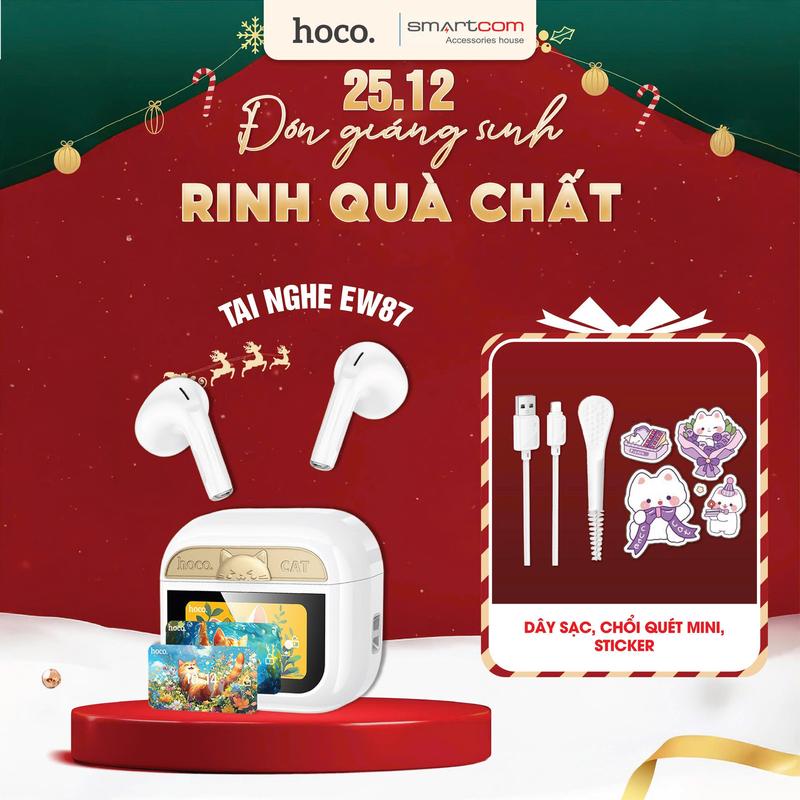  Tai nghe màn hình mèo Hoco EW88 Hoco - Chính hãng màn hình pin chống ồn xuyên âm - Wireless Earphone 
