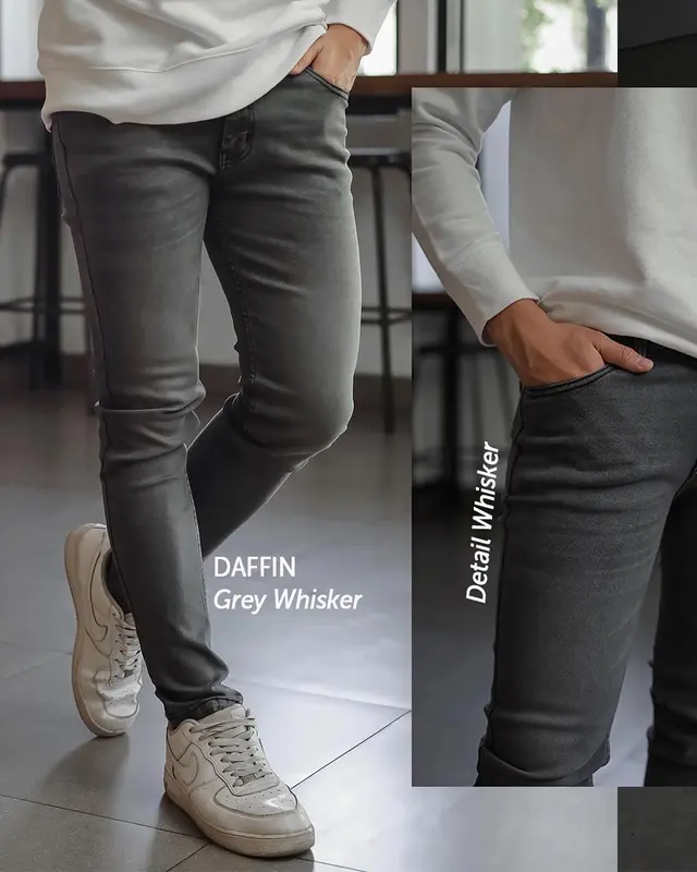 Celana Jeans Panjang Pria Streach Melar Dark Grey Pensil Skinny Distro Premium Korean Style Size 27-38 0