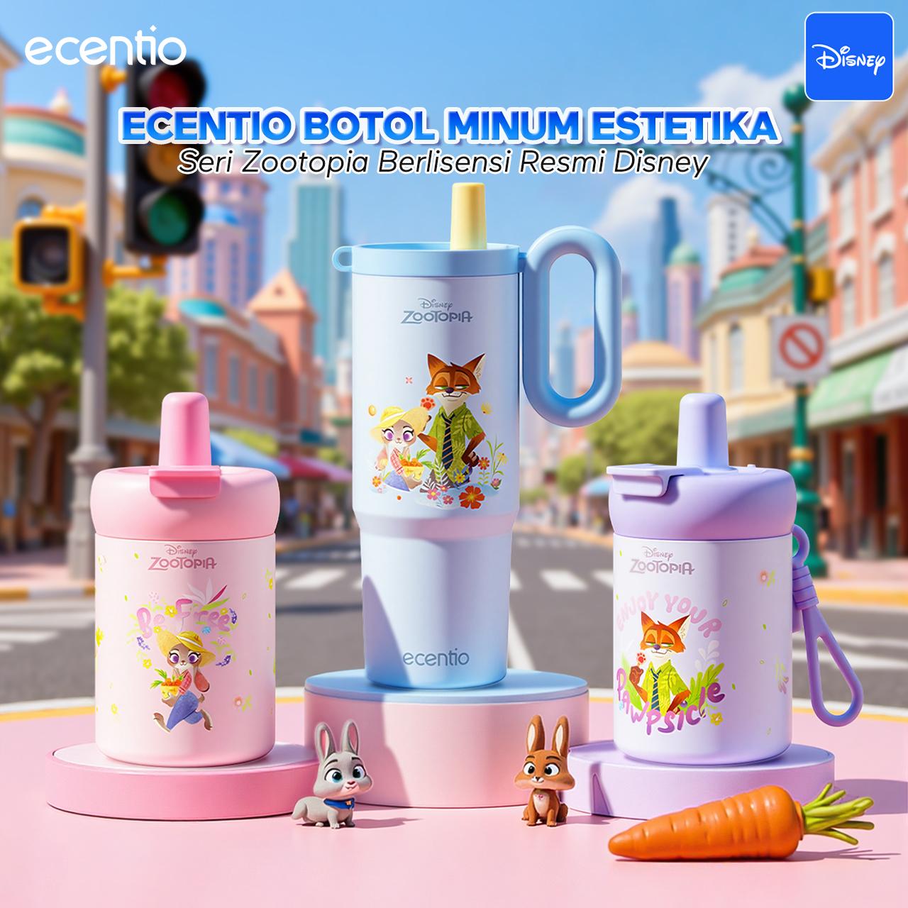 Zootopia ecentio tumbler stainless Disney Co-brand 750ml/ 500ml tahan panas dingin 24 jam botol minum lucu aesthetic portable