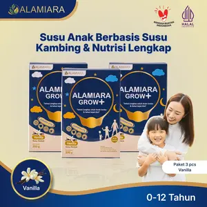 [ BELI 1 DAPAT 3BOX VARIAN VANILA ] Alamiara Susu Anak Nutrisi Otak & Fokus Belajar Dengan DHA Prebiotik Vitamin B Kompleks D3 Zinc Kalsium Kolostrum Rasa Vanilla 0-12 Tahun Paket 3