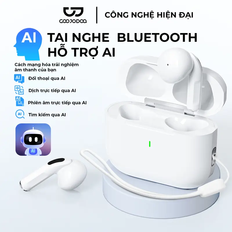 [GOOJODOQ] Tai nghe phiên dịch AI, Tai nghe Bluetooth không dây, Bluetooth 5.3, Khử tiếng ồn môi trường, Loa 13,2mm, Pin 250mAh, Điều khiển cảm ứng, Thời lượng pin dài 0