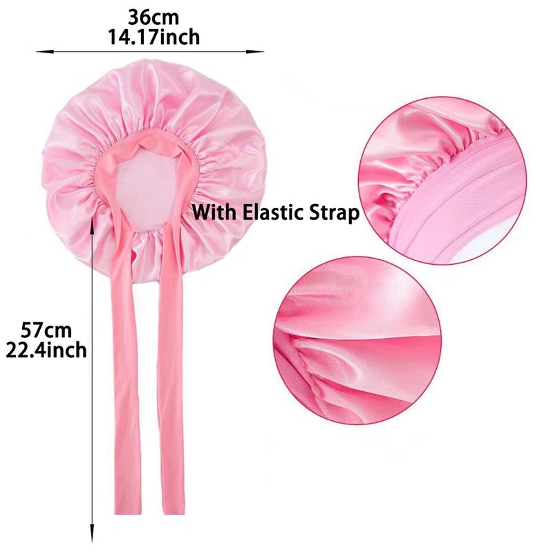 Product Introduction of 1 PC Satin Bonnet Silk Bonnet for Sleeping Women Hair Bonnet Night Sleep Cap Scarf wrap for Curly Hair with Tie Band 3