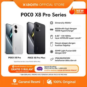 POCO X8 Pro Series | POCO X8 Pro Max (12GB/512GB)  (12GB+256GB) | POCO X8 Pro (12GB+512GB) (8GB+512GB) (8GB+256GB) | Dimensity 9500s* | 8500mAh (typ) battery dengan 100W HyperCharge* | HP Gaming [Xiaomi Official Store]