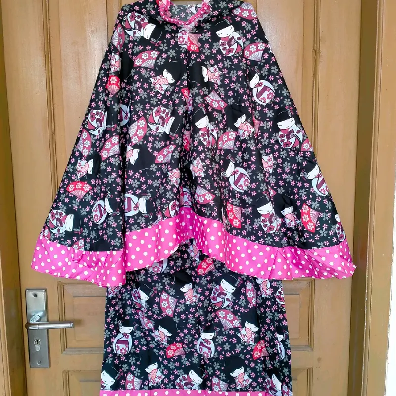 MUKENA ANAK KARAKTER MUKENA ANAK MURAH 2-9TH Bunga Polka Dot Putih Muslim 4