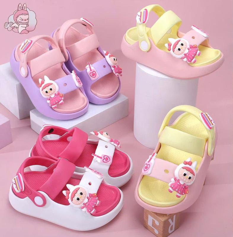  Dép bánh mì 2 quai cho bé gái mùa hè chống nước hình thỏ labubu+ thỏ melody nhẹ mềm 