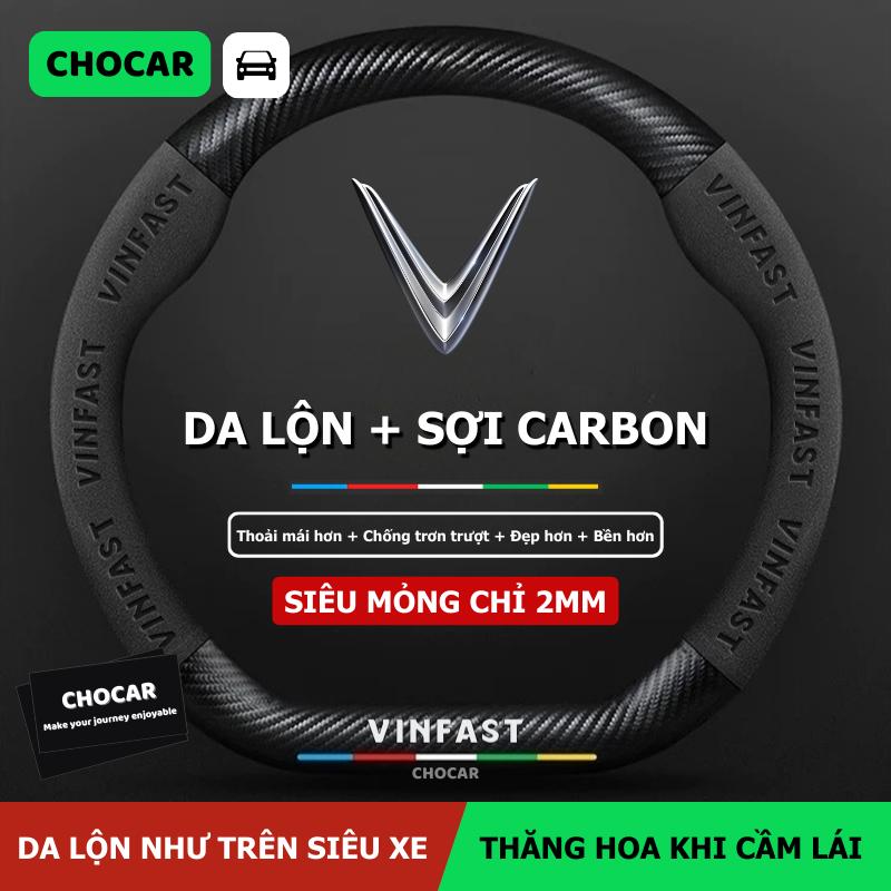 [VINFAST] Bọc Vô Lăng Vinfast Da Lộn Sợi Carbon; Trang Trí Nội Thất Ô Tô VF3, VF5, VF8, VF9, VF e34