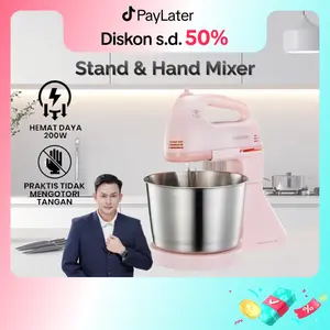 [EKSKLUSIF STEVEN.STENLYY] Samono Mixer Roti SW-HMB200 Stand Mixer & Hand Mixer 2in1 Daya 200W, 7 Kecepatan, Wadah Stainless Steel 2.5L