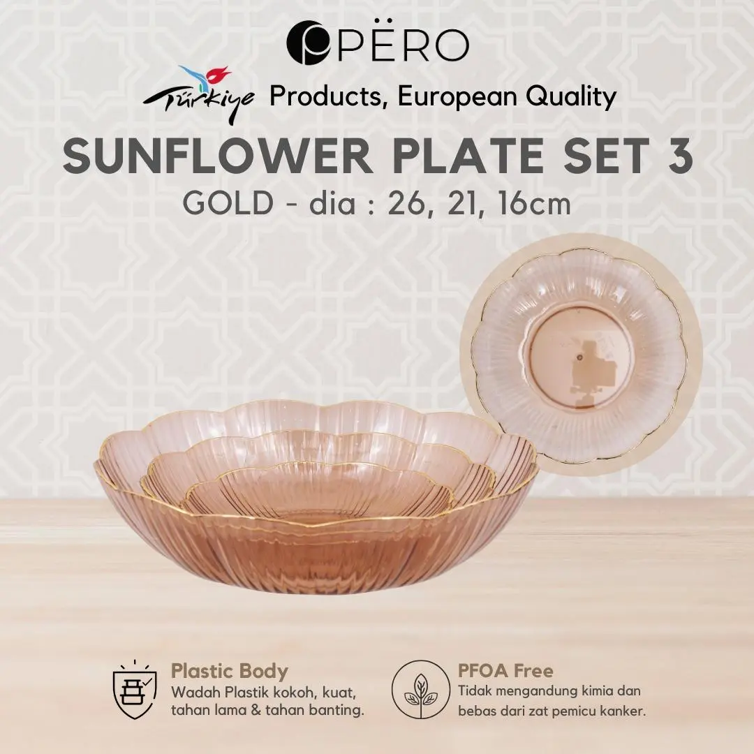[BEST DEAL] Pero Sunflower Plate Set 3 / wadah plastik set of 3