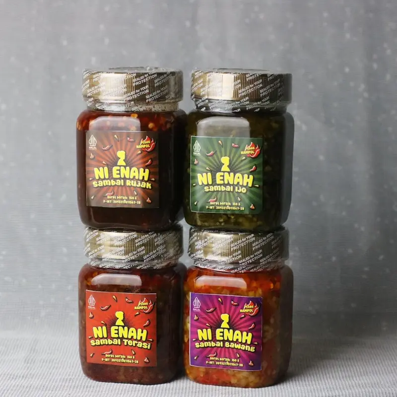 Sambal ijo Ni Enah 150 gram Pedas Nikmat level 1 Asin Food Masakan halal SPP-IRT Bawang Botol Penyedap 5